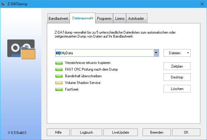 Z-DATdump Datenauswahl