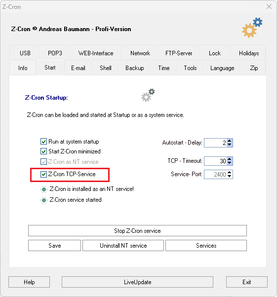 Z-Cron as TCP-Service