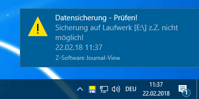 Z-Journal Nachricht Warnung