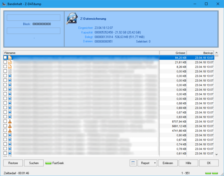 Tape Backup Software ZTapeBackup Bandsicherung